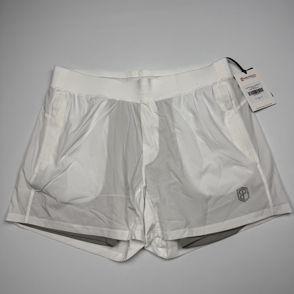 Born Primitive Versatile Shorts Mens XL White Lined Compression 5 Inseam Running